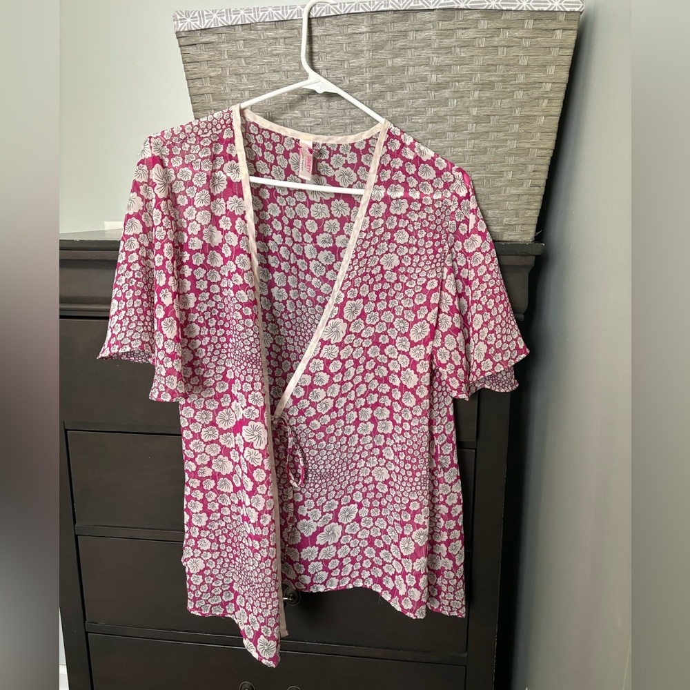 Liberty for Target rare sheer wrap robe chemise lingerie kimono floral MEDIUM/LG